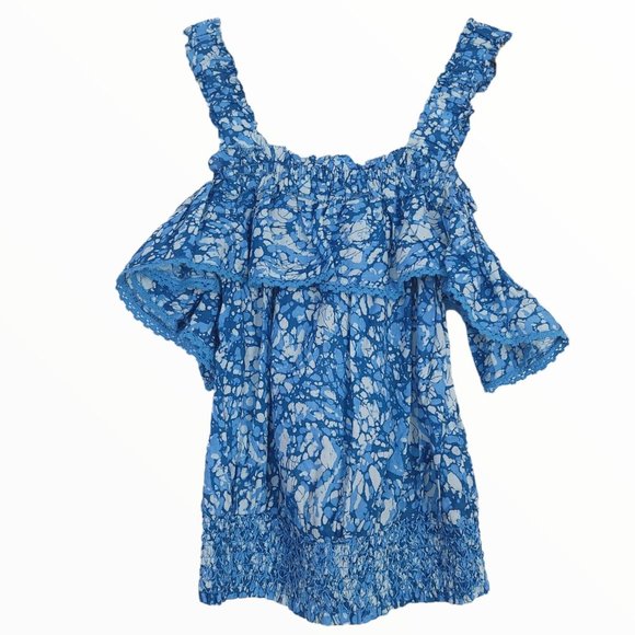 House Of Harlow 1960 Womens Martine Tank Top Blue Flutter Sleeve Size XS - Picture 2 of 5